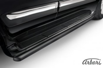 Защита штатных порогов Arbori (черная, d57 mm). Lexus LX 570 J200 1-ый рестайлинг (2012-2015)