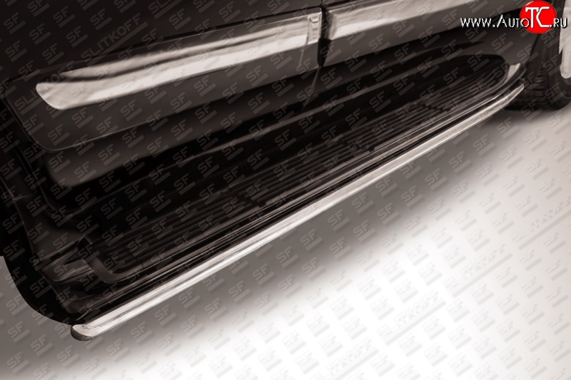 12 699 р. Защита штатных порогов из круглой трубы диаметром 42 мм Slitkoff  Lexus LX  570 (2012-2015) (Нержавейка, Полированная)  с доставкой в г. Калуга