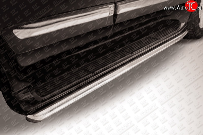 15 799 р. Защита штатных порогов из круглой трубы диаметром 57 мм Slitkoff  Lexus LX  570 (2012-2015) (Нержавейка, Полированная)  с доставкой в г. Калуга