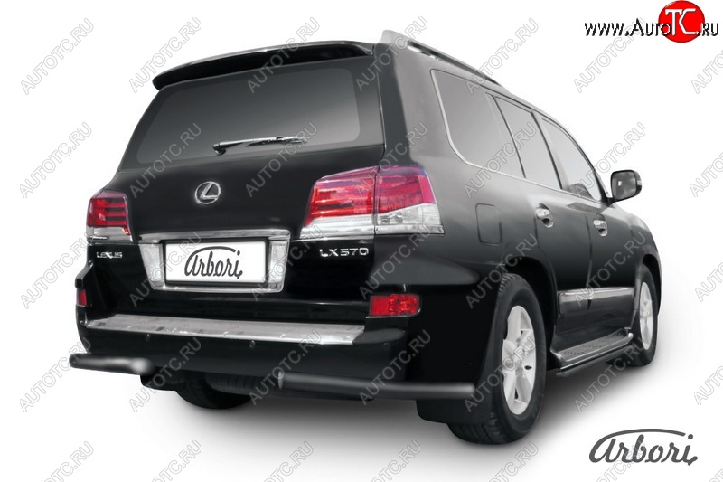 9 719 р. Защита заднего бампера Arbori (уголки, черная, 1 труба d76 mm).  Lexus LX  570 (2012-2015)  с доставкой в г. Калуга