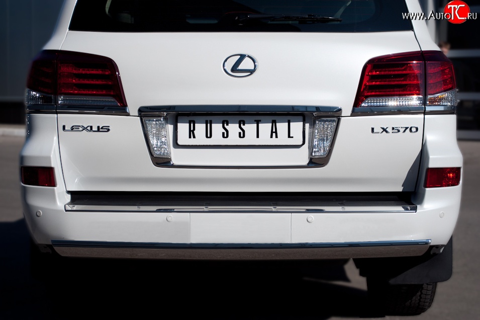 14 999 р. Защита заднего бампера (Ø75x42 мм, нержавейка) Russtal  Lexus LX  570 (2012-2015)  с доставкой в г. Калуга