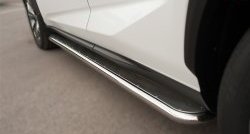 24 749 р. Широкая защита порогов F SPORT Russtal  Lexus NX  200T (2015-2024) (Текстура поверхности листа №1)  с доставкой в г. Калуга. Увеличить фотографию 1