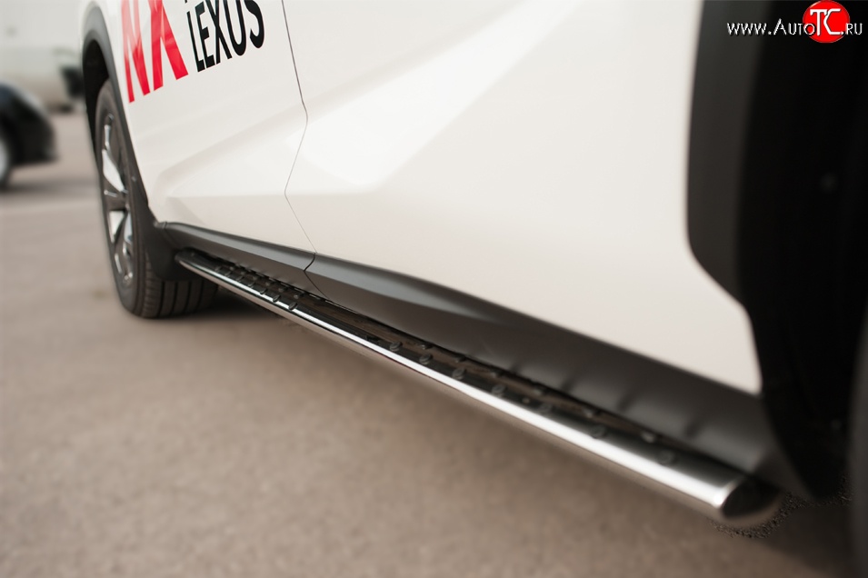 24 749 р. Защита порогов с круглыми вставками для ног из овальной трубы диаметром 75x42 мм F SPORT Russtal  Lexus NX  200T (2015-2024)  с доставкой в г. Калуга