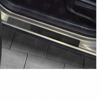 1 889 р. Пороги накладки Russtal  Lexus NX  200T (2015-2024) (Нержавейка с покрытием карбон и надписью)  с доставкой в г. Калуга. Увеличить фотографию 1