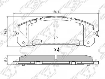 999 р. Колодки тормозные SAT (передние)  Lexus RX ( 350,  450H) (2008-2015)  с доставкой в г. Калуга. Увеличить фотографию 1