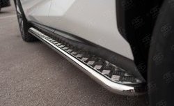 Порожки для ног (Ø42) Russtal Lexus NX 200 Z10 дорестайлинг (2014-2017)  (лист - алюминий, профиль - нержавейка)