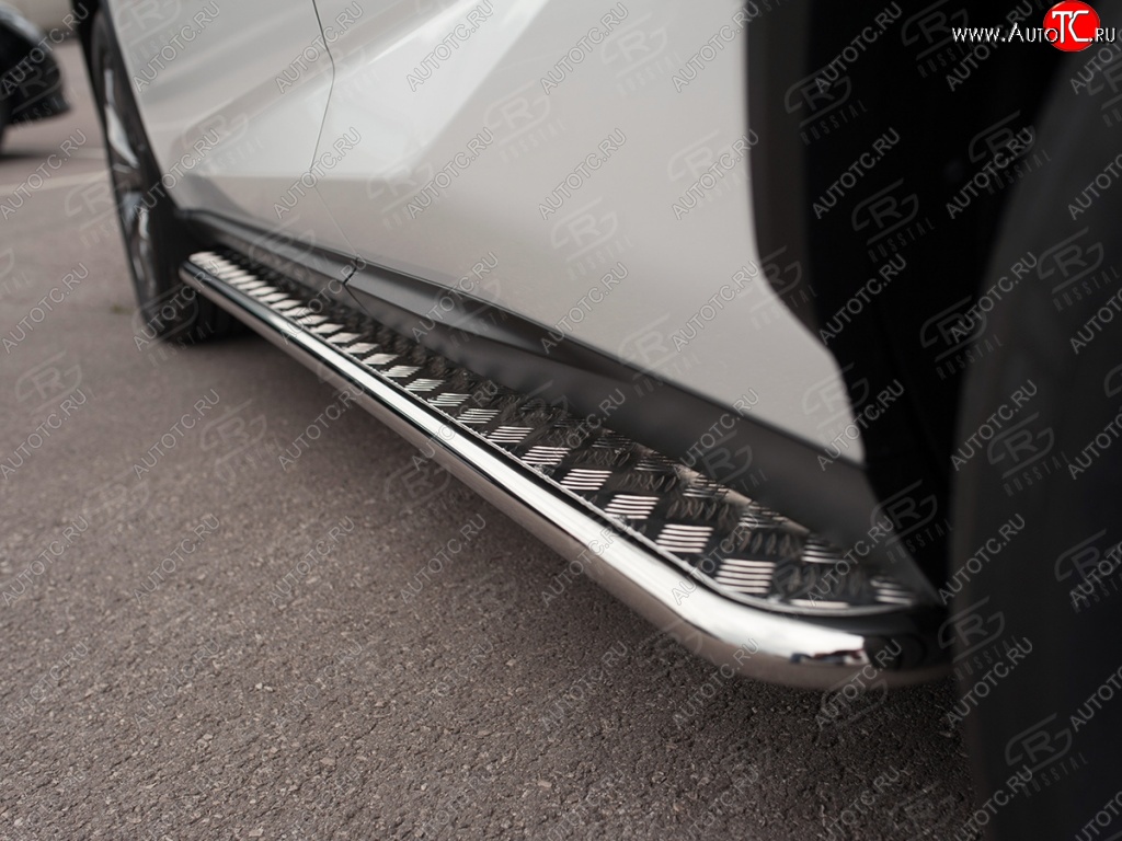 24 599 р. Порожки для ног (Ø42) Russtal  Lexus NX  200 (2014-2017) (лист - алюминий, профиль - нержавейка)  с доставкой в г. Калуга