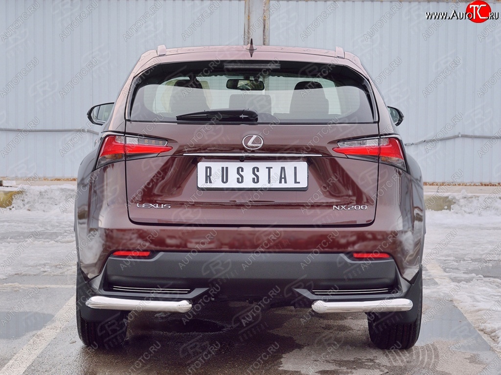 17 799 р. Защита заднего бампера (Ø63 мм уголки, нержавейка) Russtal  Lexus NX  200 (2014-2017)  с доставкой в г. Калуга
