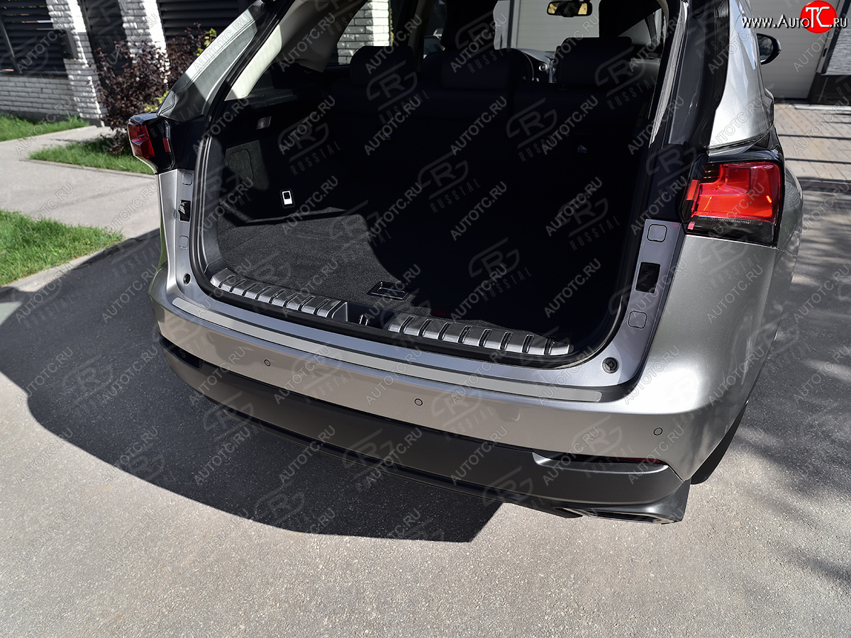 2 199 р. Защитная накладка заднего бампера Russtal  Lexus NX  200 (2014-2017) (Нержавейка шлифованная)  с доставкой в г. Калуга