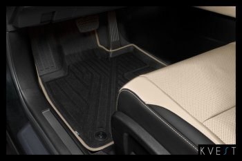 4 649 р. Коврик в салони премиум-класса Kvest  Lexus RX ( 450,  350,  200T) (2015-2019) (Черный с бежевой окантовкой)  с доставкой в г. Калуга. Увеличить фотографию 11