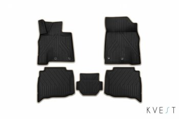 Коврик в салони премиум-класса Kvest Lexus RX 450 AL20 дорестайлинг (2015-2019)  (Черный с бежевой окантовкой)