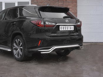 13 749 р. Защита заднего бампера (Ø42 мм волна, нержавейка, NOT F-SPORT) SLITKOFF Lexus RX350L AL20 рестайлинг (2019-2022)  с доставкой в г. Калуга. Увеличить фотографию 2