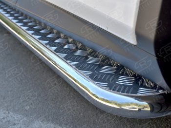 22 749 р. Порожки для ног (кроме комплектации F-Sport) Russtal (Ø42 мм)  Lexus RX350L  AL20 (2017-2022) (Лист алюминиевый, труба - нержавейка)  с доставкой в г. Калуга. Увеличить фотографию 1