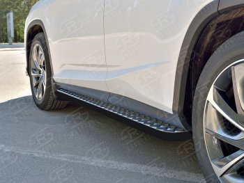 20 999 р. Порожки для ног (кроме комплектации F-Sport) Russtal (Ø42 мм)  Lexus RX350L  AL20 (2017-2022) (Лист алюминиевый, труба - сталь окрашенная в черный цвет)  с доставкой в г. Калуга. Увеличить фотографию 2