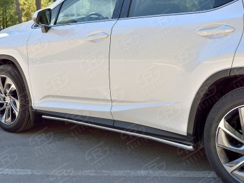 14 999 р. Защита порогов (Ø42 мм, нержавейка, кроме F-Sport) SLITKOFF  Lexus RX350L  AL20 (2017-2022) дорестайлинг, рестайлинг (Металлические торцы под 45°)  с доставкой в г. Калуга. Увеличить фотографию 2