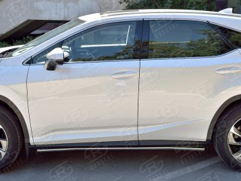 14 999 р. Защита порогов (Ø42 мм, нержавейка, кроме F-Sport) SLITKOFF Lexus RX350L AL20 рестайлинг (2019-2022) (Металлические торцы под 90°)  с доставкой в г. Калуга. Увеличить фотографию 2