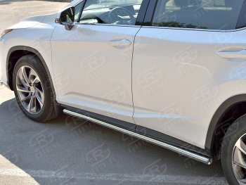 22 499 р. Защита порогов (Ø63 мм, нержавейка, кроме F-sport) SLITKOFF Lexus RX350L AL20 дорестайлинг (2017-2019) (Металлические торцы под 90°)  с доставкой в г. Калуга. Увеличить фотографию 2