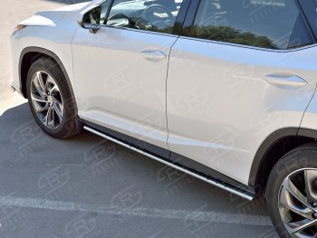 Защита порогов (Ø75x42 мм с проступью, нержавейка, кроме F-Sport) Lexus RX350L AL20 дорестайлинг (2017-2019)