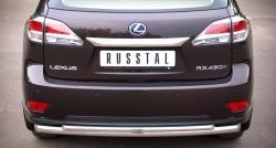 16 999 р. Защита заднего бампера (Ø63 и 42 мм, нержавейка) Russtal  Lexus RX ( 350,  450H,  270) (2008-2012)  с доставкой в г. Калуга. Увеличить фотографию 1