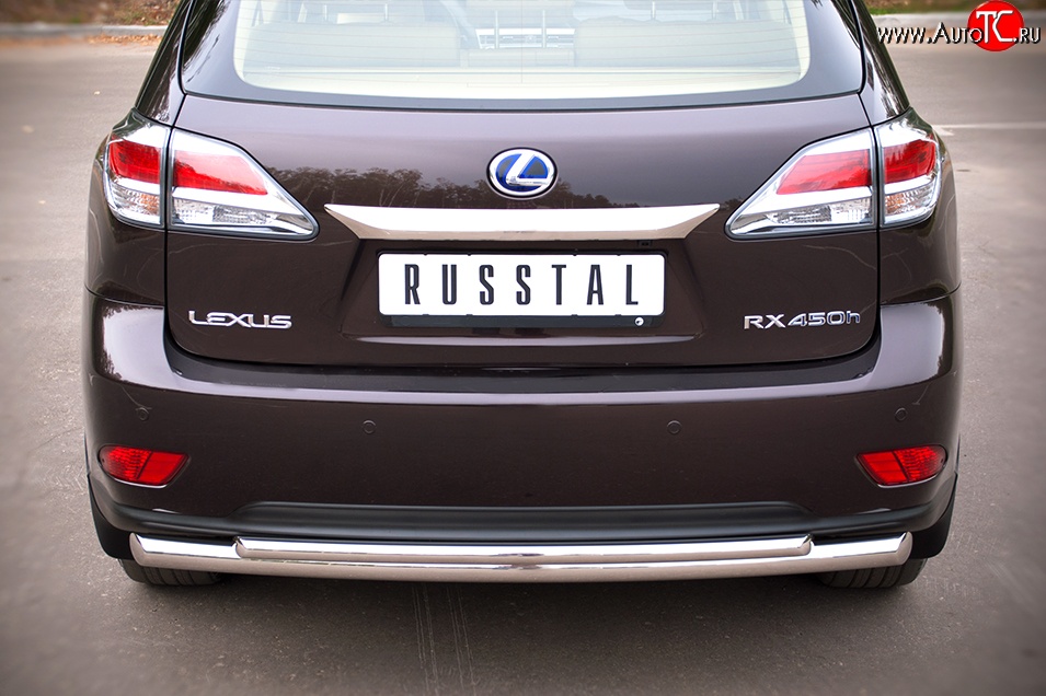 16 999 р. Защита заднего бампера (Ø63 и 42 мм, нержавейка) Russtal  Lexus RX ( 350,  450H,  270) (2008-2012)  с доставкой в г. Калуга