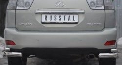 Защита заднего бампера (2 трубы Ø76 и 42 мм уголки, нержавейка) Russtal Lexus RX 330 XU30 (2003-2006)