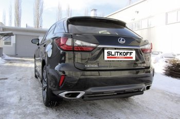 7 799 р. Защита задняя Slitkoff  Lexus RX  350 (2015-2019) (Цвет: серебристый)  с доставкой в г. Калуга. Увеличить фотографию 1