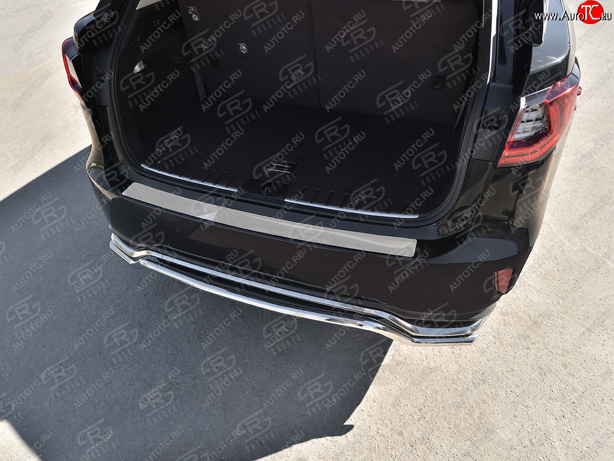 2 199 р. Защитная накладка заднего бампера Russtal  Lexus RX  350 (2015-2019) (Нержавейка полированная)  с доставкой в г. Калуга