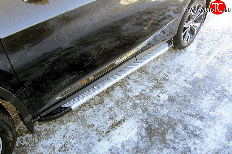 13 799 р. Пороги алюминиевые Slitkoff  Lexus RX  350 (2015-2019) (Optima Silver)  с доставкой в г. Калуга