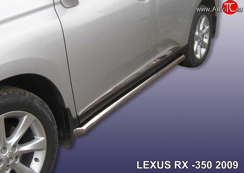 16 699 р. Защита порогов из круглой трубы диаметром 76 мм с загнутыми краями Slitkoff  Lexus RX  350 (2008-2012) (Нержавеющая сталь)  с доставкой в г. Калуга