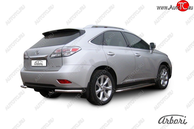 12 509 р. Защита заднего бампера Arbori (уголки, нержавейка, 1 труба d57 mm). Lexus RX350 AL10 дорестайлинг (2008-2012)  с доставкой в г. Калуга