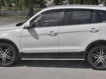 21 749 р. Защита порогов (Ø75x42 мм с проступью, нержавейка) Russtal Lifan X70 (2018-2024)  с доставкой в г. Калуга. Увеличить фотографию 2