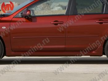 5 499 р. Пороги накладки MV-Tuning  Mazda 3/Axela  BK (2003-2009) (Неокрашенные)  с доставкой в г. Калуга. Увеличить фотографию 2