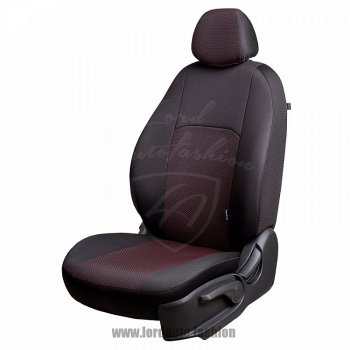 Чехлы для сидений Lord Autofashion Дублин (жаккард) Mazda 3/Axela BK дорестайлинг седан (2003-2006)  (Черный, вставка Ёж Красный)