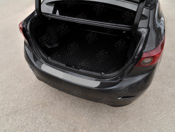 1 259 р. Защитная накладка заднего бампера Russtal Mazda 3/Axela BM рестайлинг, хэтчбэк (2016-2019) (Нержавейка полированная)  с доставкой в г. Калуга. Увеличить фотографию 1