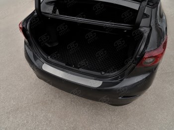 1 979 р. Защитная накладка заднего бампера Russtal  Mazda 3/Axela  BM (2013-2019) (Нержавейка шлифованная)  с доставкой в г. Калуга. Увеличить фотографию 1