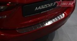 Накладка на задний бампер Souz-96 (штампованная) Mazda 3/Axela BM дорестайлинг седан (2013-2016)