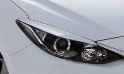 999 р. Реснички на фары Tuning-Sport v2 (для галогеновой оптики)  Mazda 3/Axela  BM (2013-2016) (Неокрашенные)  с доставкой в г. Калуга. Увеличить фотографию 1