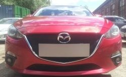 2 599 р. Сетка в решетку радиатора (под номерной знак)Russtal Mazda 3/Axela BM дорестайлинг седан (2013-2016) (черная)  с доставкой в г. Калуга. Увеличить фотографию 2