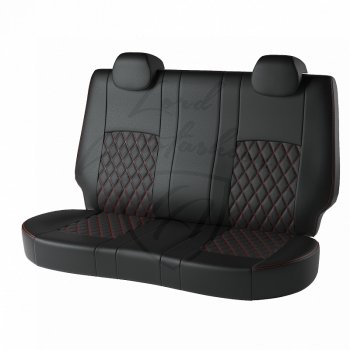 8 999 р. Чехлы для сидений Lord Autofashion Турин Ромб (экокожа)  Mazda 3/Axela  BM (2013-2016) (Чёрный, вставка чёрная, строчка красная)  с доставкой в г. Калуга. Увеличить фотографию 2