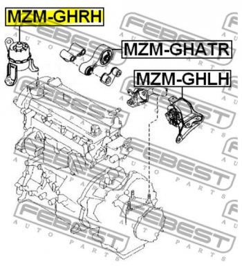 4 999 р. Правая подушка двигателя Febest (гидравлическая) Mazda 6 GH рестайлинг седан (2010-2012)  с доставкой в г. Калуга. Увеличить фотографию 4