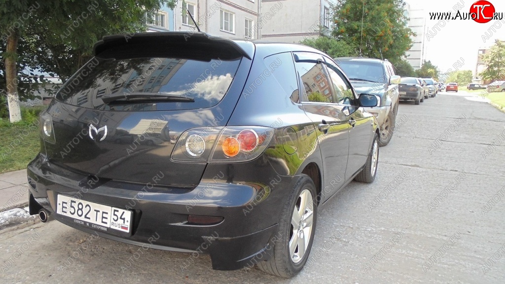 3 199 р. Клыки на задний бампер Style  Mazda 3/Axela  BK (2003-2009) (Неокрашенная)  с доставкой в г. Калуга