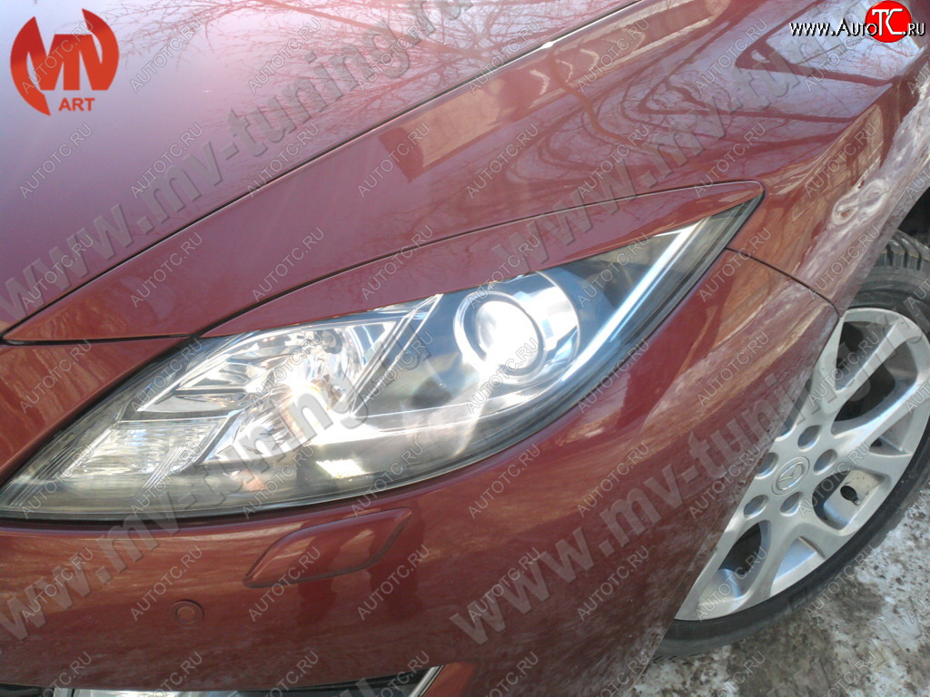 1 149 р. Реснички на фары (на фары без адаптивного света) MV-Tuning Mazda 6 GH рестайлинг седан (2010-2012) (Неокрашенные)  с доставкой в г. Калуга