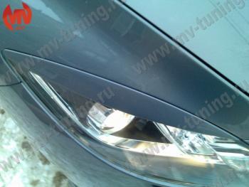 1 149 р. Реснички на фары (на фары без адаптивного света) MV-Tuning Mazda 6 GH рестайлинг седан (2010-2012) (Неокрашенные)  с доставкой в г. Калуга. Увеличить фотографию 3