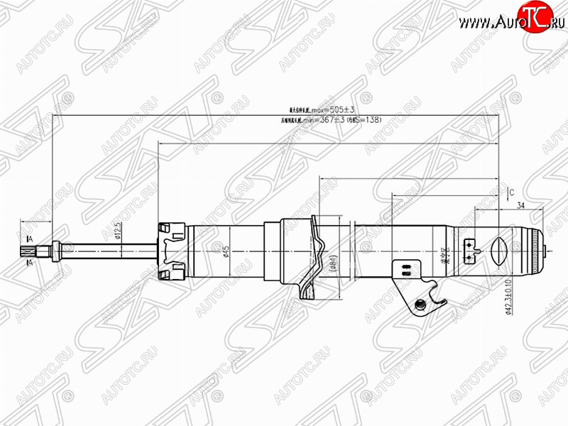 2 579 р. Правый амортизатор передний SAT  Mazda 6 ( GG,  GG, GY) - Atenza  GG  с доставкой в г. Калуга