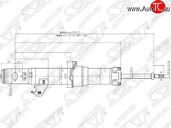 2 579 р. Левый амортизатор передний SAT  Mazda 6 ( GG,  GG, GY) - Atenza  GG  с доставкой в г. Калуга