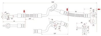 1 029 р. Тормозной шланг SAT (правый)  Mazda 6 ( GG,  GG, GY) - Atenza  GG  с доставкой в г. Калуга. Увеличить фотографию 1