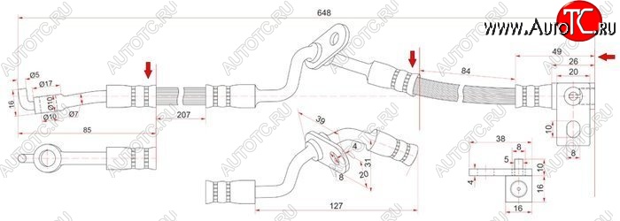 1 029 р. Тормозной шланг SAT (правый) Mazda 6 GG седан рестайлинг (2005-2008)  с доставкой в г. Калуга