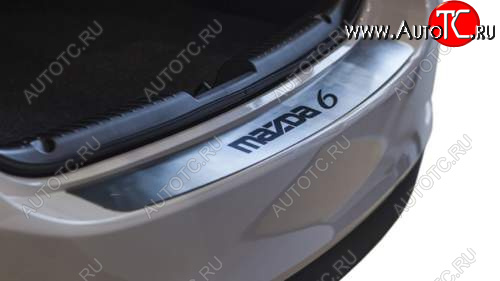 719 р. Накладка защитная на задний бампер с рисунком Souz96 нержавеющая сталь Mazda 6 GJ дорестайлинг универсал (2012-2015)  с доставкой в г. Калуга