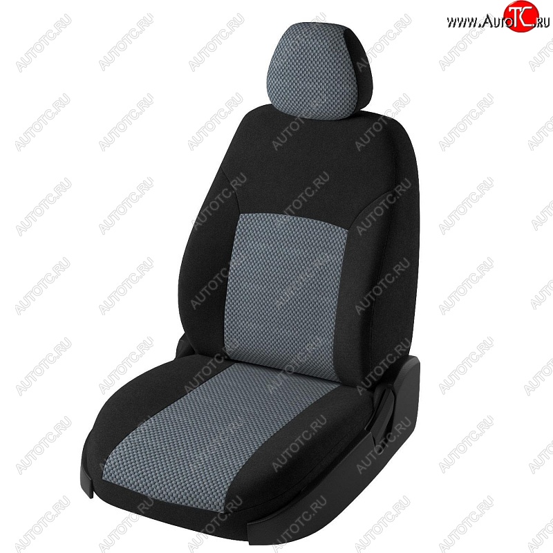 4 099 р. Чехлы для сидений Дублин (жаккард)  Mazda 6  GJ (2012-2015) (Черный, вставка Стежок серый)  с доставкой в г. Калуга