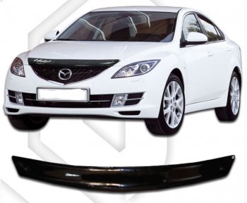 2 299 р. Дефлектор капота CA-Plastic Mazda 6 GH рестайлинг седан (2010-2012) (Classic черный, Без надписи)  с доставкой в г. Калуга. Увеличить фотографию 1